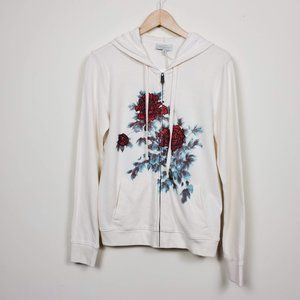 Lucky Brand Ivory Floral Graphic Hoodie Size S